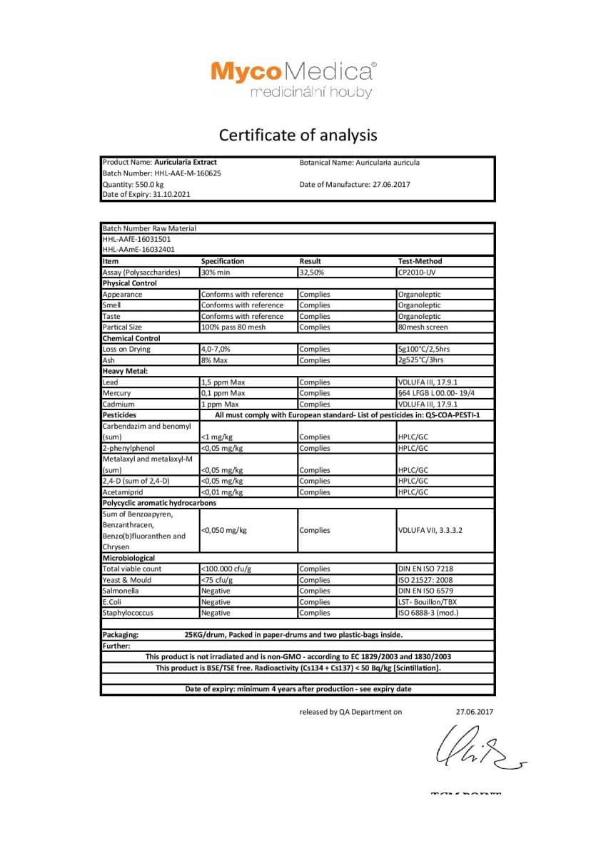 certifikat kvality auricularia mycomedica tradicna cinska medicina riedenie krvi prirodnou cestou