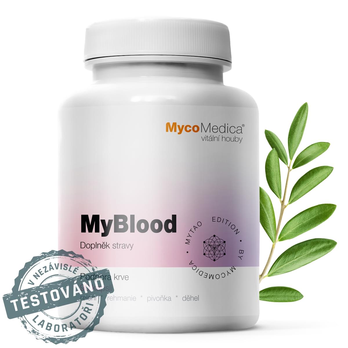 MyBlood MycoMedica®  Kombinácia bylín a húb na doplnenie krvi. Reishi, angelika, pivonka, dehel, rehmania